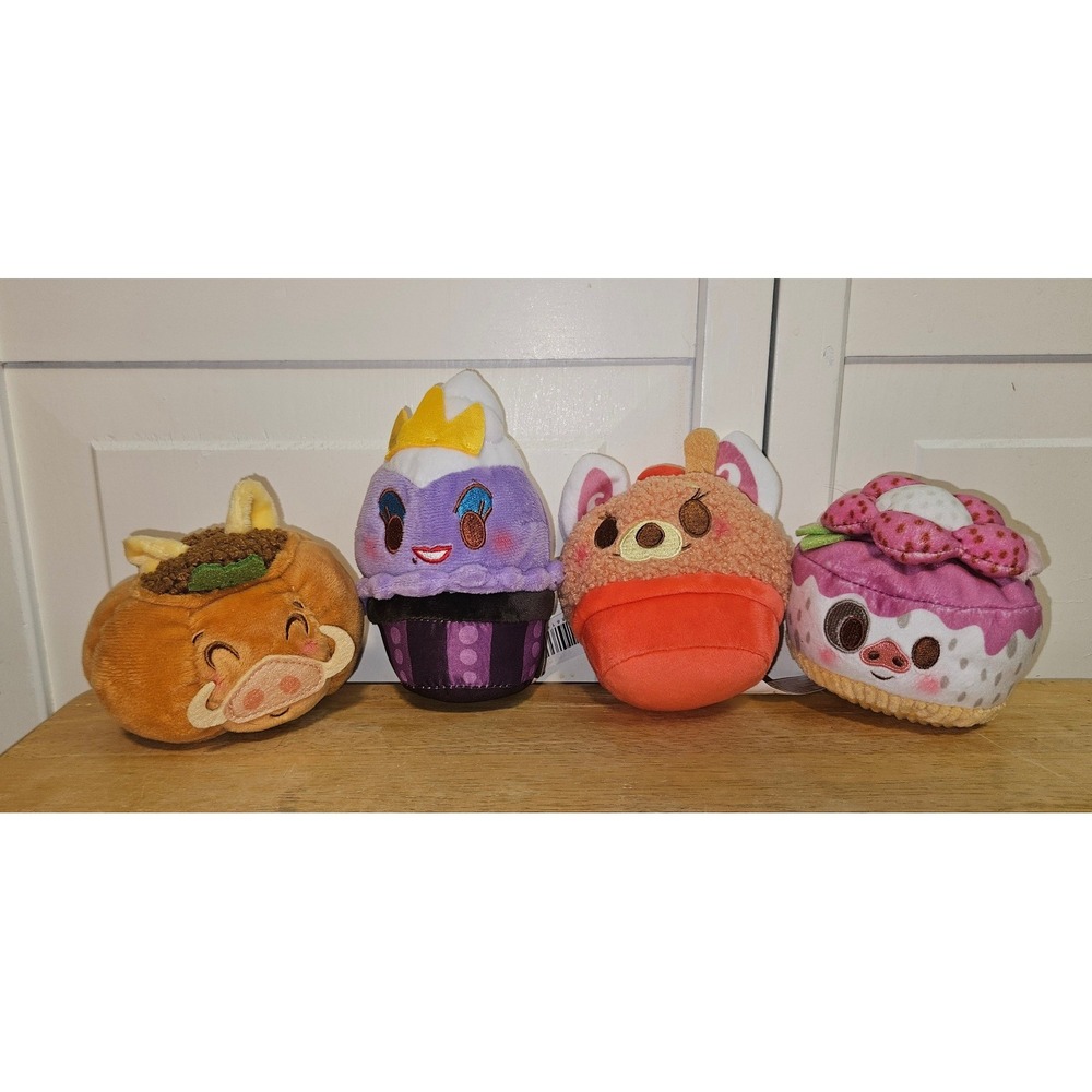 Disney Munchlings Plush 4-Pack Ursula Pumbaa Rajah Lilo & Stitch Dessert Set